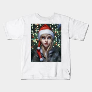 Portrait Of A Girl In Santa' Hat Kids T-Shirt